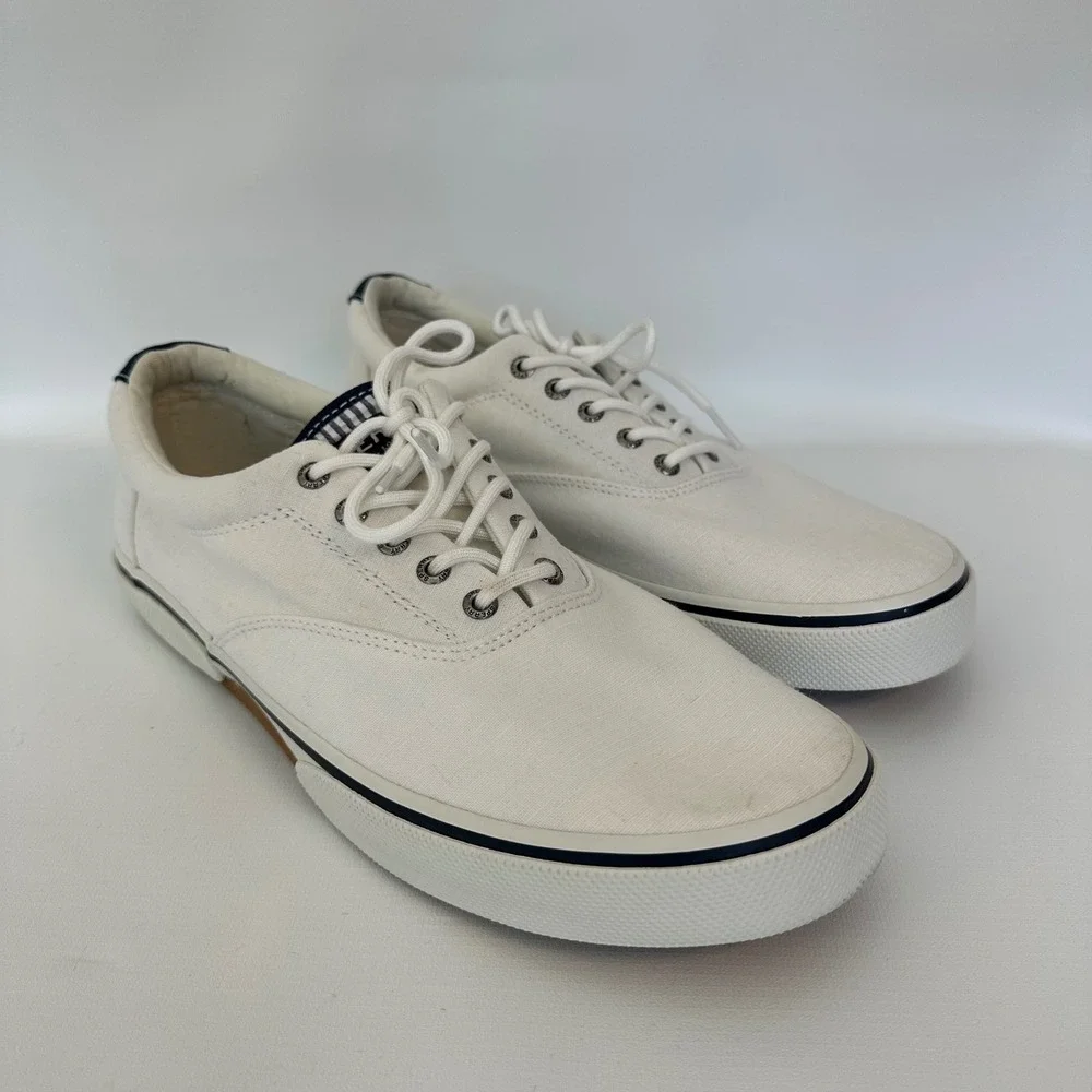 Sperry Top-Sider Mens‎ White Canvas Boat Shoes Sneakers Size 12 STS22131